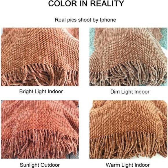 Fall Throw Blanket for Couch-Soft Boho Bed Throw Blankets, Cozy Burnt Orange - Picture 6 of 6
